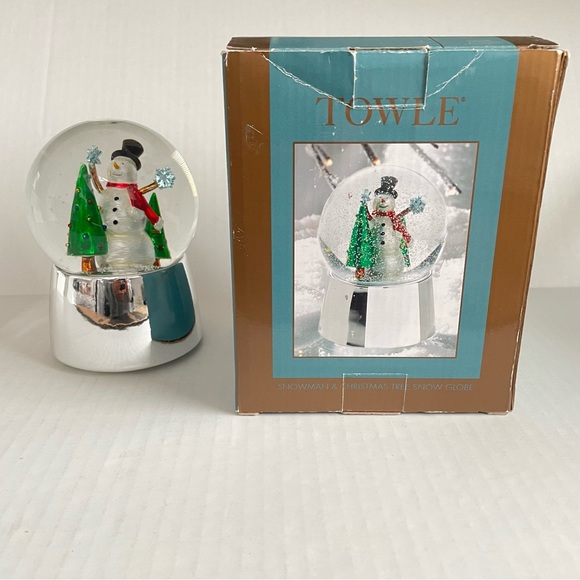 TOWLE SILVERSMITHS Snowman Christmas Tree Snow Globe MUSIC BOX Holiday Decor - Picture 5 of 10